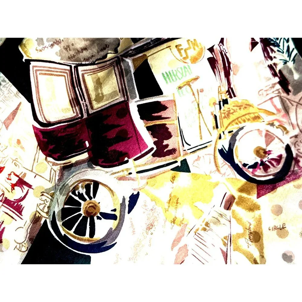 Mureli Small All Silk Wearable Art Vintage Jacket Retro Graphic Print Luxury Chi - Picture 6 of 12